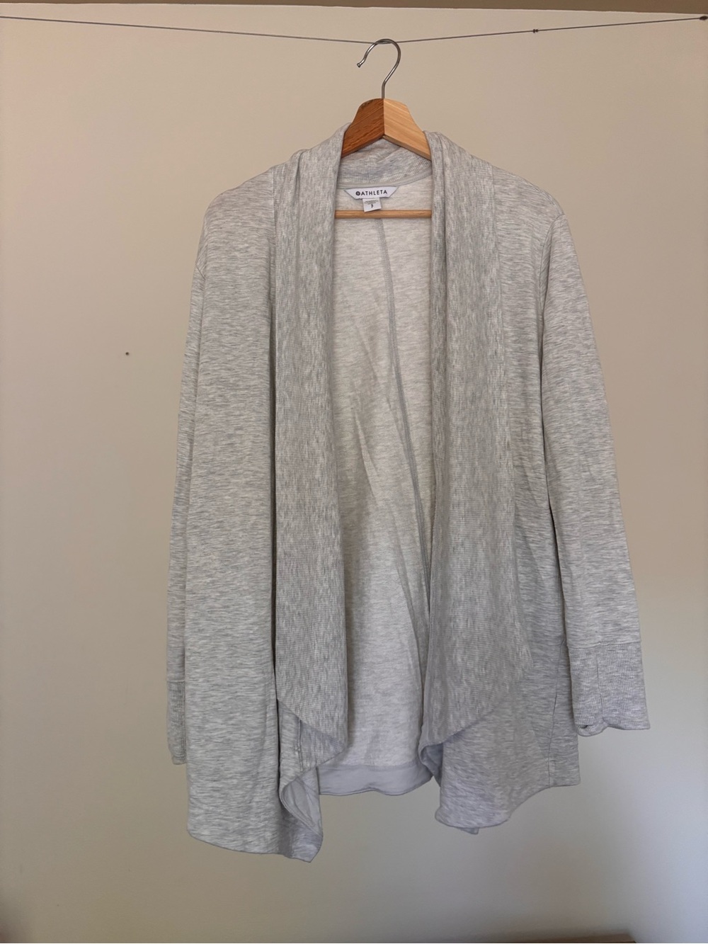 Athleta Light Gray Open-Front Draped Cardigan